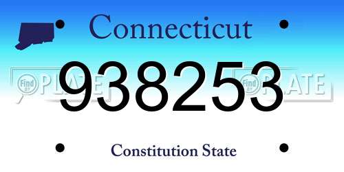938253 Connecticut License Plate