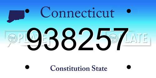 938257 Connecticut License Plate