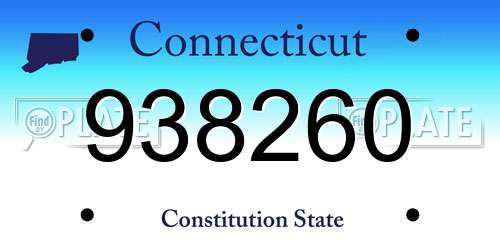 938260 Connecticut License Plate