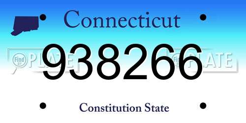 938266 Connecticut License Plate