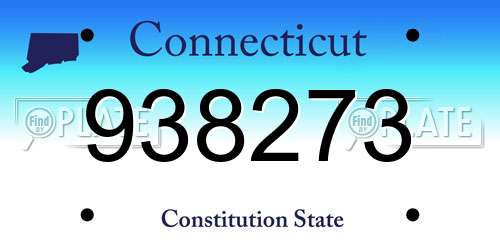 938273 Connecticut License Plate