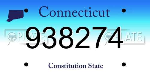 938274 Connecticut License Plate