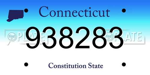 938283 Connecticut License Plate