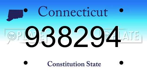 938294 Connecticut License Plate