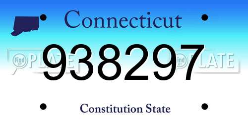 938297 Connecticut License Plate