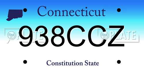 938CCZ Connecticut License Plate