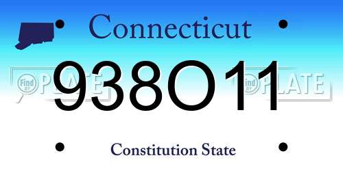 938O11 Connecticut License Plate