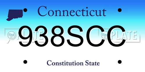 938SCC Connecticut License Plate