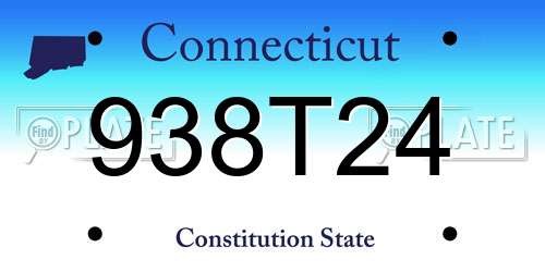 938T24 Connecticut License Plate