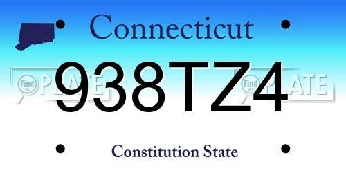 938TZ4 Connecticut License Plate