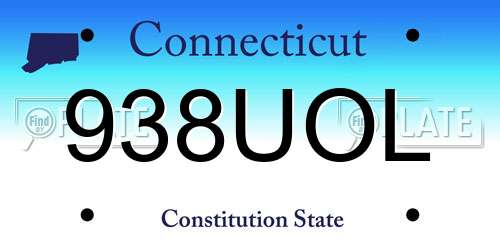 938UOL Connecticut License Plate