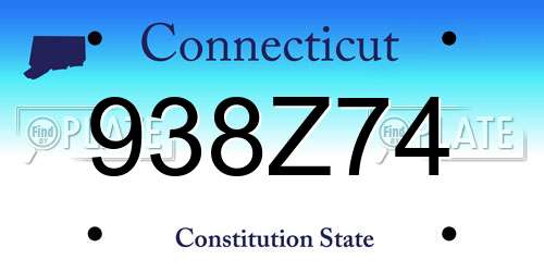 938Z74 Connecticut License Plate