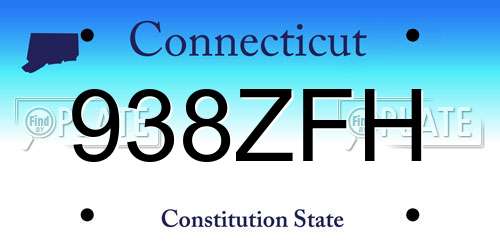 938ZFH Connecticut License Plate