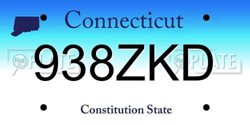938ZKD Connecticut License Plate