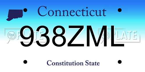 938ZML Connecticut License Plate