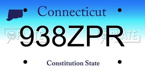 938ZPR Connecticut License Plate