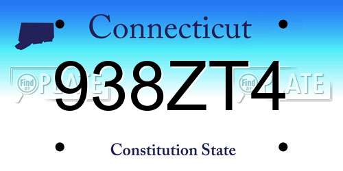 938ZT4 Connecticut License Plate