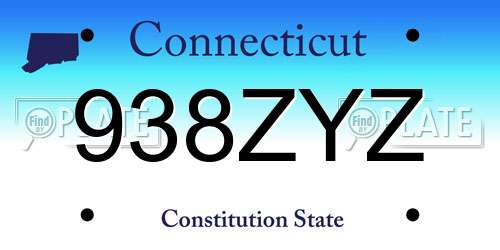 938ZYZ Connecticut License Plate