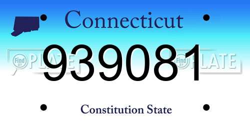 939081 Connecticut License Plate