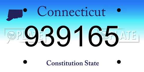 939165 Connecticut License Plate