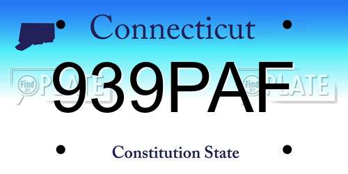 939PAF Connecticut License Plate