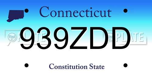 939ZDD Connecticut License Plate