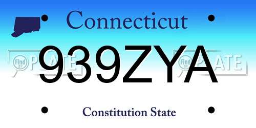 939ZYA Connecticut License Plate