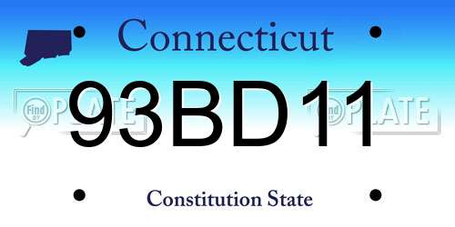93BD11 Connecticut License Plate