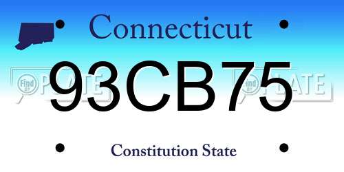 93CB75 Connecticut License Plate