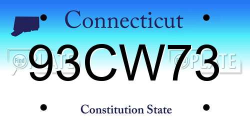 93CW73 Connecticut License Plate