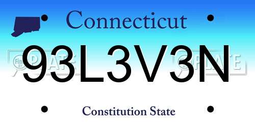 93L3V3N Connecticut License Plate
