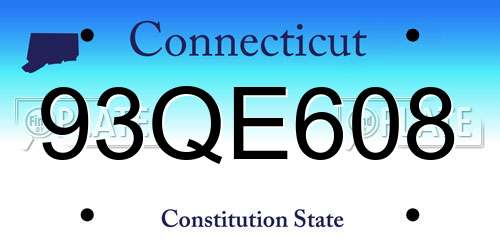 93QE608 Connecticut License Plate