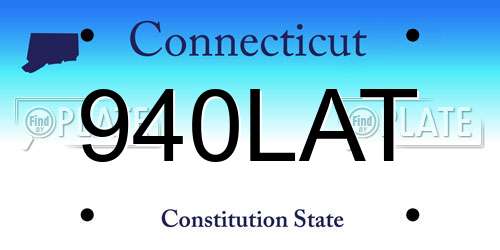 940LAT Connecticut License Plate