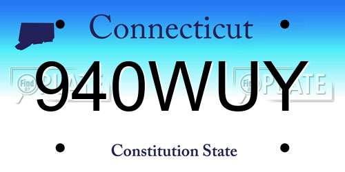 940WUY Connecticut License Plate
