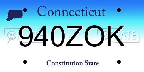 940ZOK Connecticut License Plate