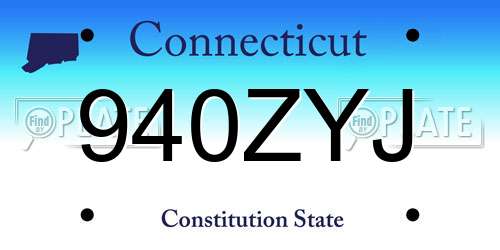 940ZYJ Connecticut License Plate