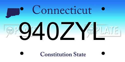 940ZYL Connecticut License Plate