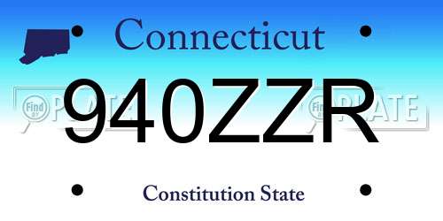 940ZZR Connecticut License Plate