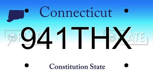 941THX Connecticut License Plate