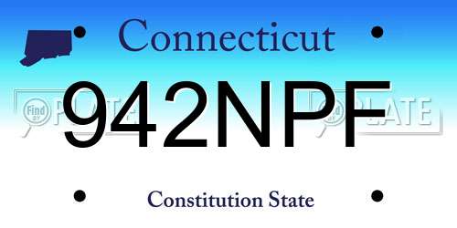 942NPF Connecticut License Plate
