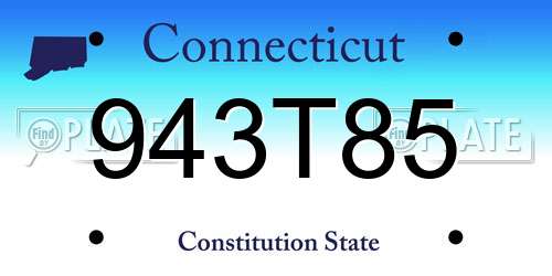 943T85 Connecticut License Plate