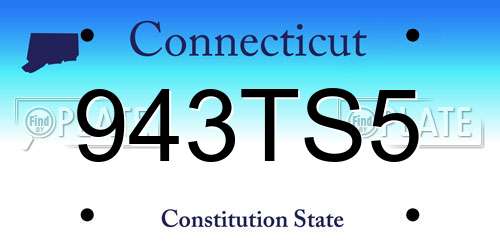 943TS5 Connecticut License Plate