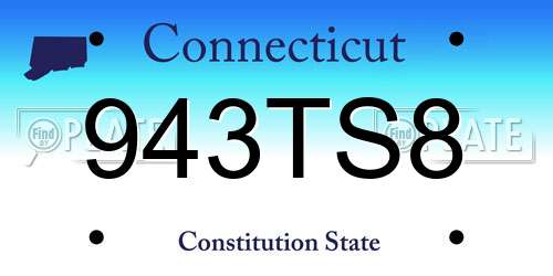 943TS8 Connecticut License Plate