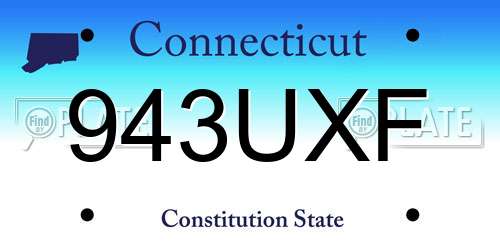 943UXF Connecticut License Plate