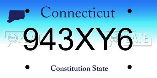 943XY6 Connecticut License Plate