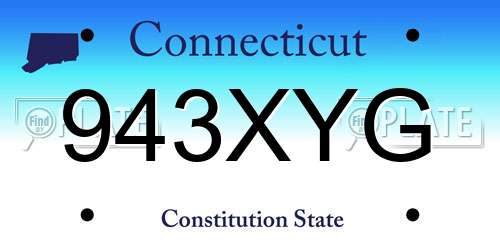 943XYG Connecticut License Plate