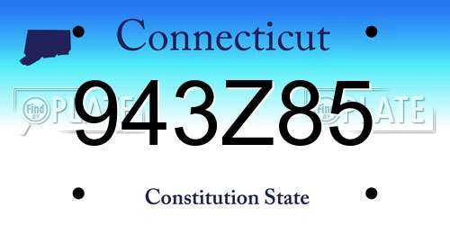 943Z85 Connecticut License Plate