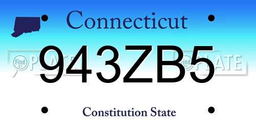 943ZB5 Connecticut License Plate