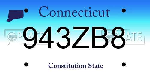 943ZB8 Connecticut License Plate