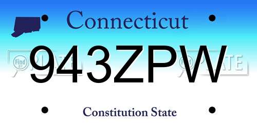 943ZPW Connecticut License Plate